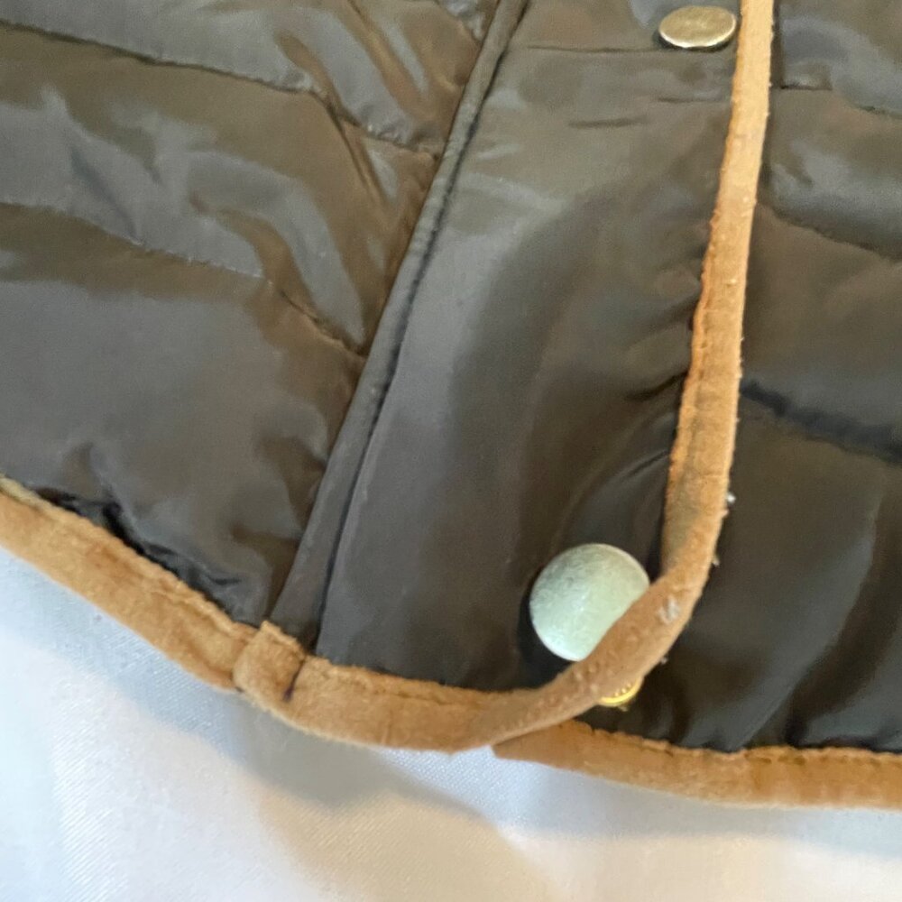 H&M Brown Hooded Women size 6 Down Puffer Jacket With Tan Trim & Zip Pockets - Picture 3 of 12